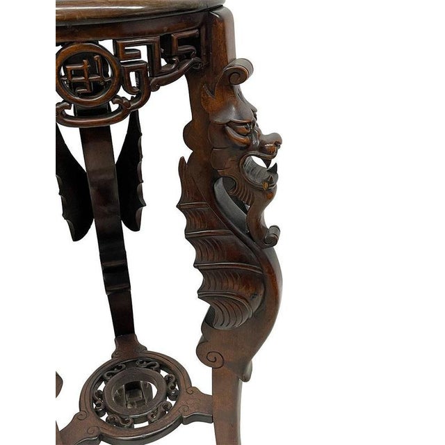 Asian Carved Plant Tables with Dragons, 1920, Set of 2 For Sale - Image 12 of 17