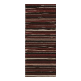 1950s Vintage Afghan Tribal Kilim With Red Black & White Stripes by Rug & Kilim - 2'11''x7' For Sale