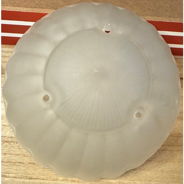 Vintage Frosted Glass Nautical Light Shade – Scalloped Shell Form With Rope Motif, Coastal Sconce or Flush Mount Globe For Sale - Image 10 of 10