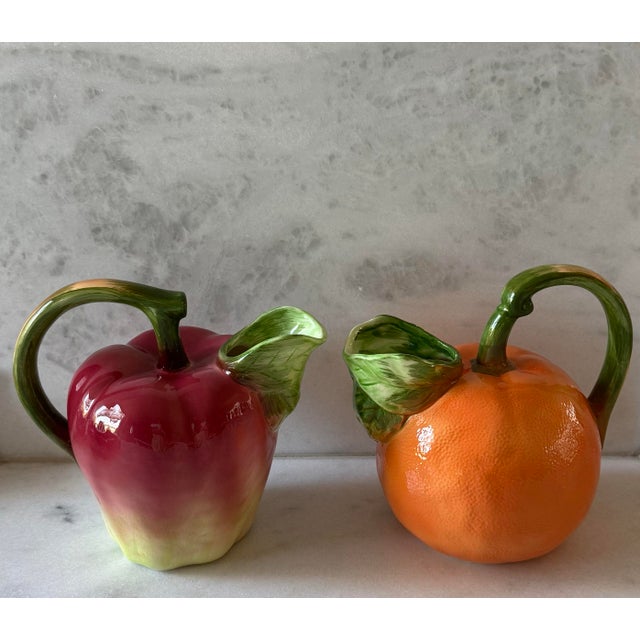 Red Vintage Ceramic Apple Shaped Pitcher Made by the Haldon Group For Sale - Image 8 of 9