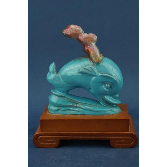 20th Century Futurist Ceramic Sculpture of Cherub on Dolphin by Riccardo Gatti, Italy For Sale - Image 8 of 18