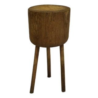 Antique Round Oak Butcher Block Table, Central Hungary, 19th Century For Sale