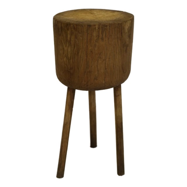 Antique Round Oak Butcher Block Table, Central Hungary, 19th Century For Sale