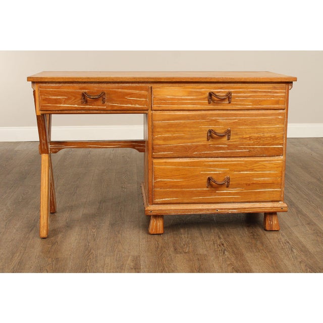 Brandt Ranch Oak Writing Desk and Chair For Sale - Image 9 of 12