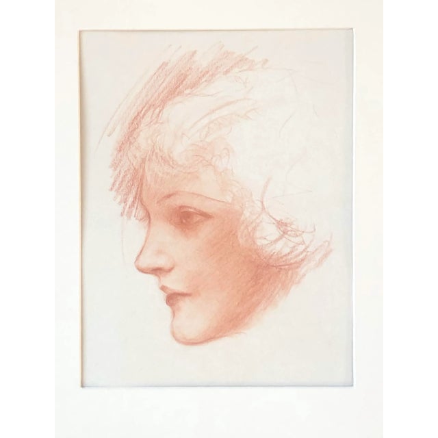 Art Deco Antique Art Nouveau Portrait Drawing of a Woman by Charles Sheldon C.1910s-1920s For Sale - Image 3 of 7