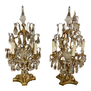 French Baccarat Gilt Bronze Girandoles