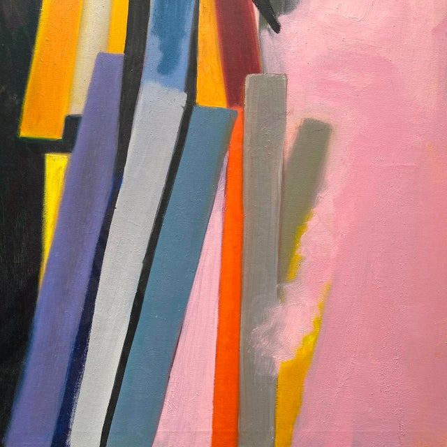 Pink Adele Mailer Vintage 1985 Abstract Expressionist Original Signed One of a Kind Framed Large Modernist Oil Painting For Sale - Image 8 of 18