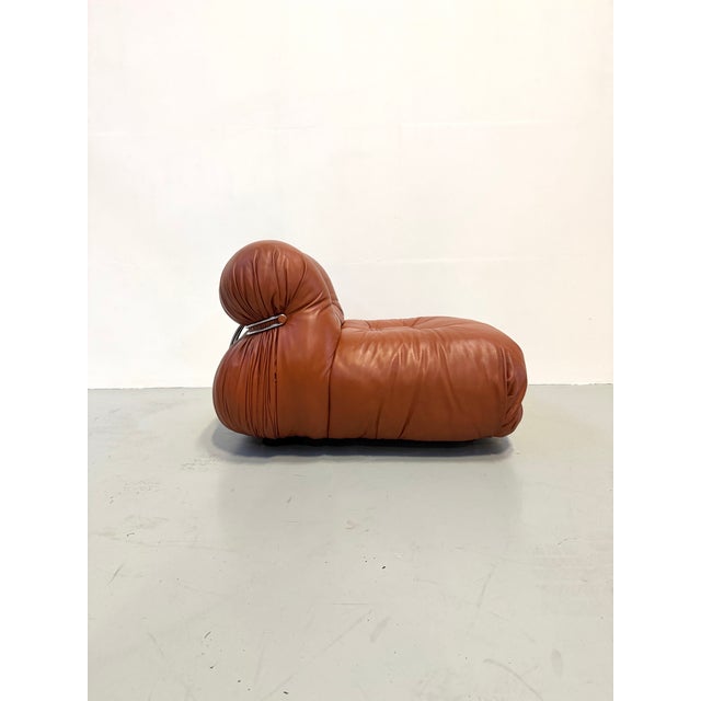 Vintage Italian Soriana Chair in Original Cognac Leather by Afra & Tobia Scarpa for Cassina, 1960s For Sale - Image 12 of 18