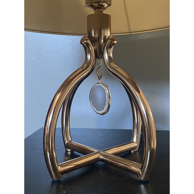 Contemporary Arteriors Rose Gold Agate Accent Lamp For Sale - Image 3 of 9