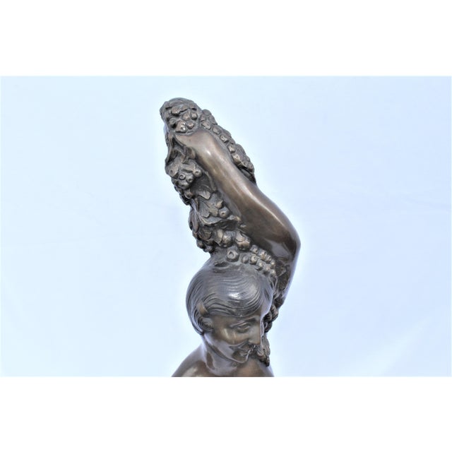 Metal 1990s Art Deco Sculpture Semi-Nude Girl with Boy and Dog After Delandre Large For Sale - Image 7 of 18