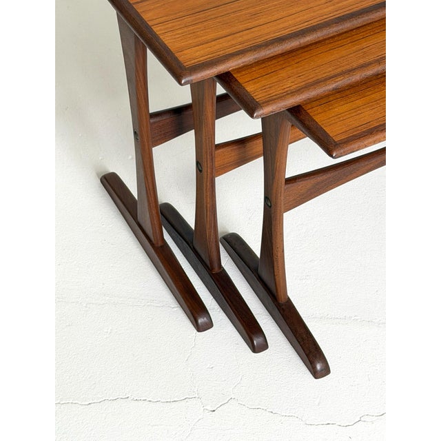 Wood Nesting Tables in Teak, 1960s, Set of 3 For Sale - Image 7 of 11