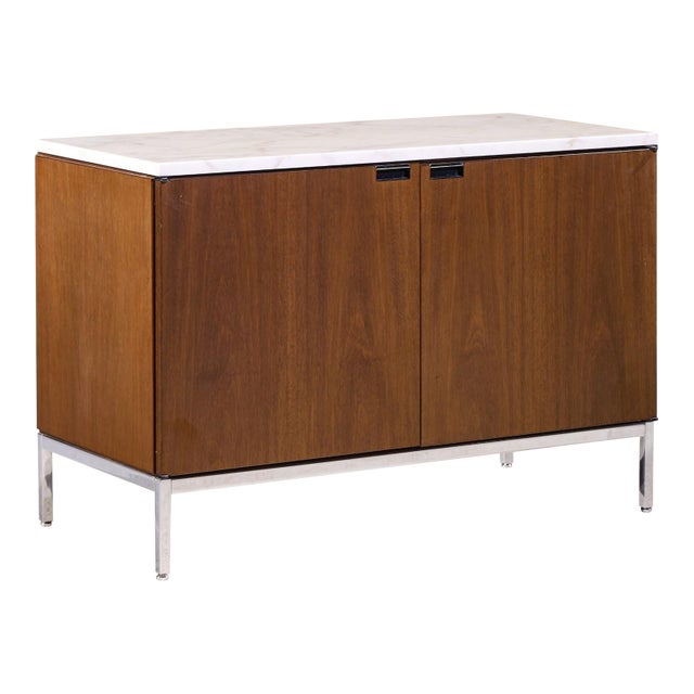 Florence Knoll Mid Century Walnut and Marble Credenza For Sale