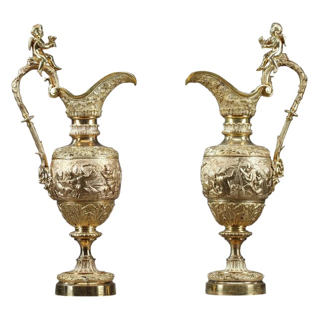 Napoleon III Gilt Bronze Ewers, Set of 2 For Sale