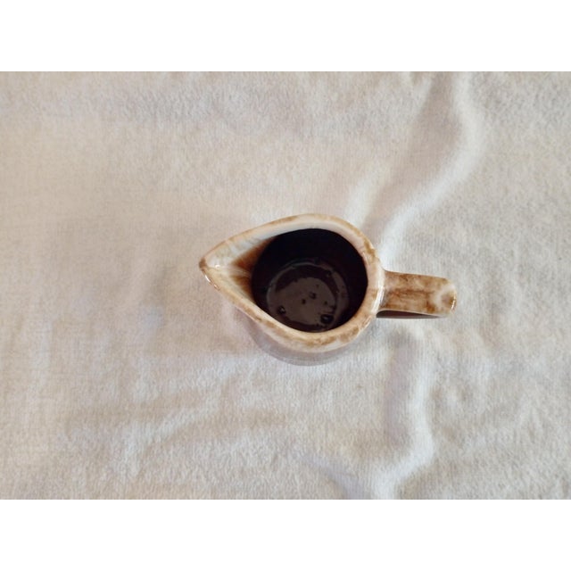 Mid-Century Modern Vintage Stoneware Brown Drip Glaze Usa 5" Pitcher For Sale - Image 3 of 6