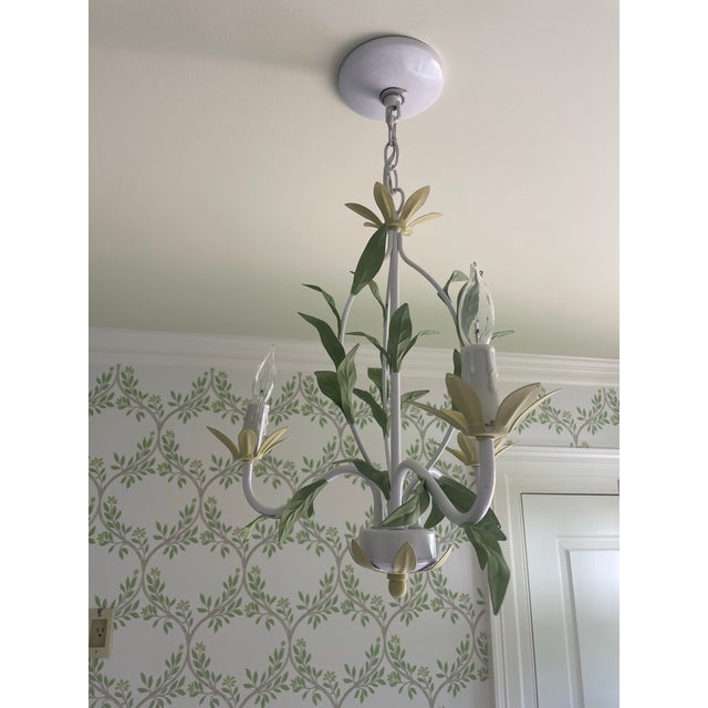 Painted Tole Chandelier For Sale - Image 4 of 5