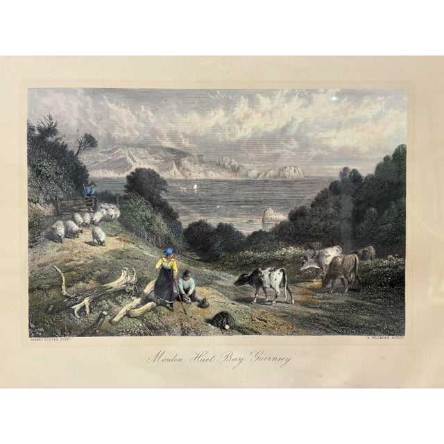 A beautifully detailed coastal landscape print titled *Moulin Huet Bay, Guernsey*, after the work of renowned British...