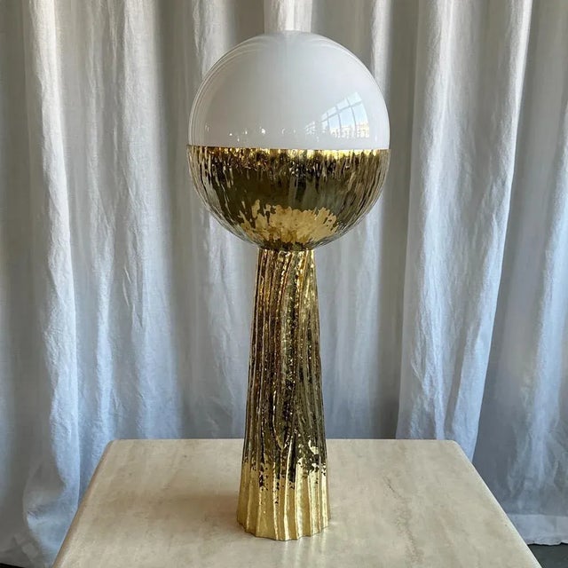 Italian Modern Brass and Opaline Glass Cactus Floor Lamp, 2000s For Sale - Image 12 of 12