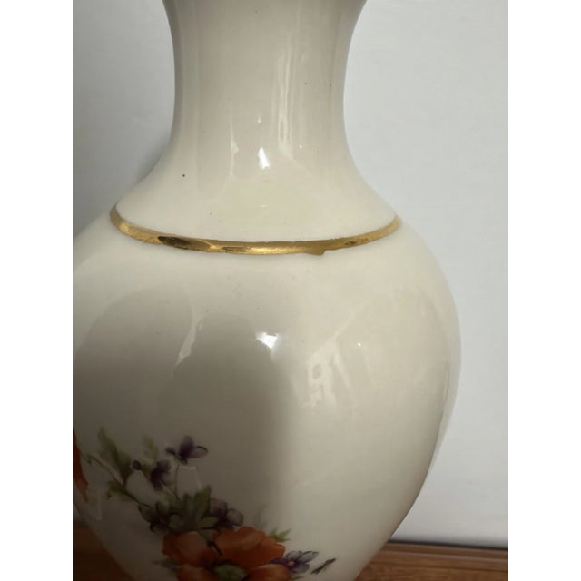 Vintage Mid Century Floral Porcelain Table Lamp Brass Base 1950s 1960s MCM For Sale - Image 13 of 18