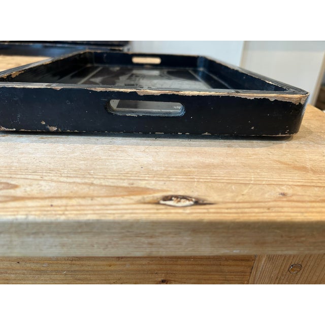 Vintage Japanese Export Serving Trays Dragon & Samurai With Mt. Fuji (Set of 2) For Sale - Image 9 of 10