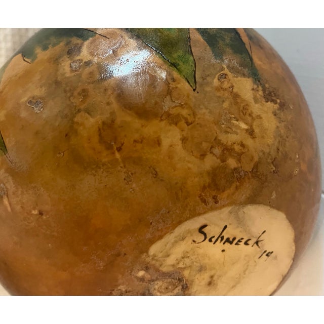 2010s “Gorgeous “ Artist-Made Hand-Carved & Hand-Painted Calla Lilies Gourd Vessel For Sale - Image 9 of 11