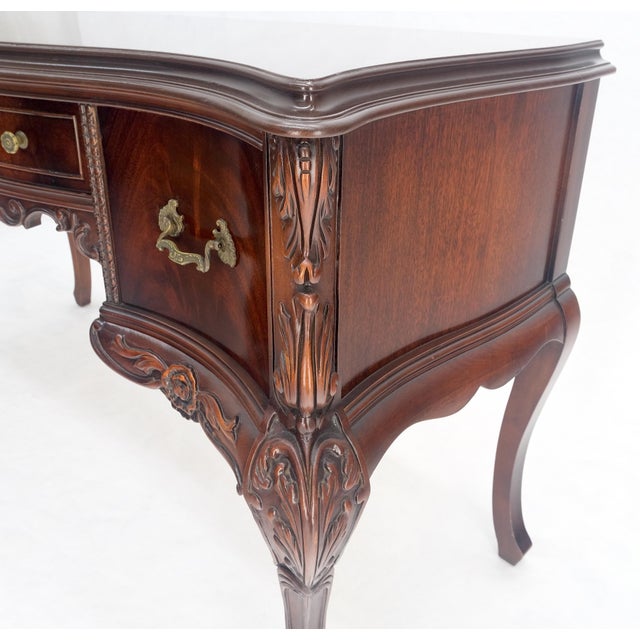 Very Fine Carved Mahogany 3 drawers c1940s Vanity Console Table Writing Desk For Sale - Image 13 of 14