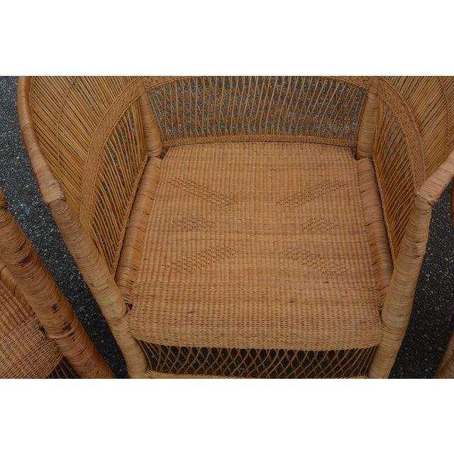 1970s 1970s Malawi Africa Handcrafted Tan Rattan Cane Woven Loveseat & 2 Chairs Set For Sale - Image 5 of 10