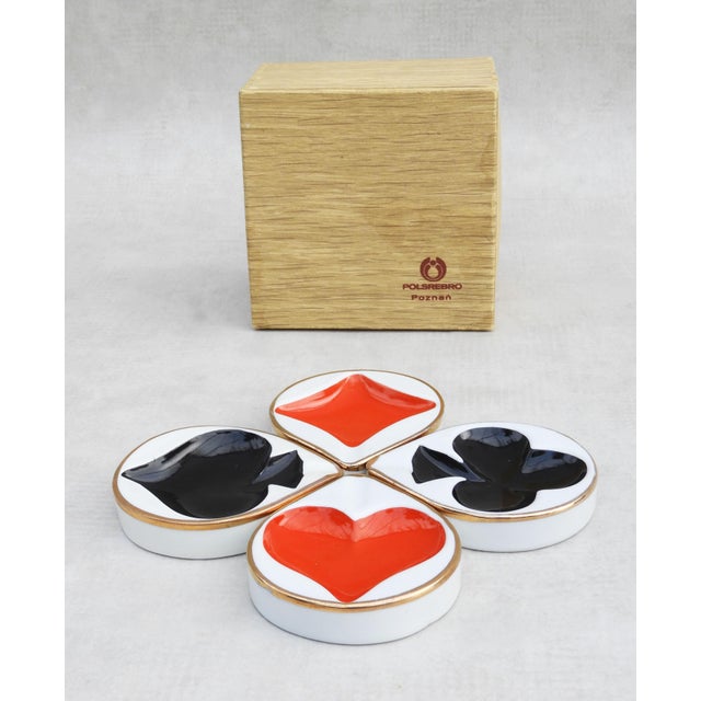 Vintage Porcelain Playing Card Themed Ashrays, 1960s, Set of 4 For Sale - Image 6 of 9