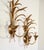 Pair of Hollywood Regency Italian gilded tole Sconces / Appliques with a wheat motive . Each one have two arms with two...