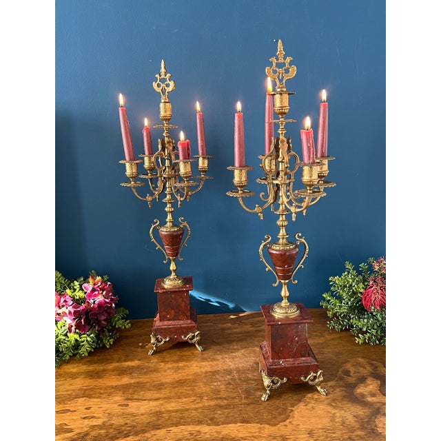 Metal Antique Pair of French Candelabra For Sale - Image 7 of 18