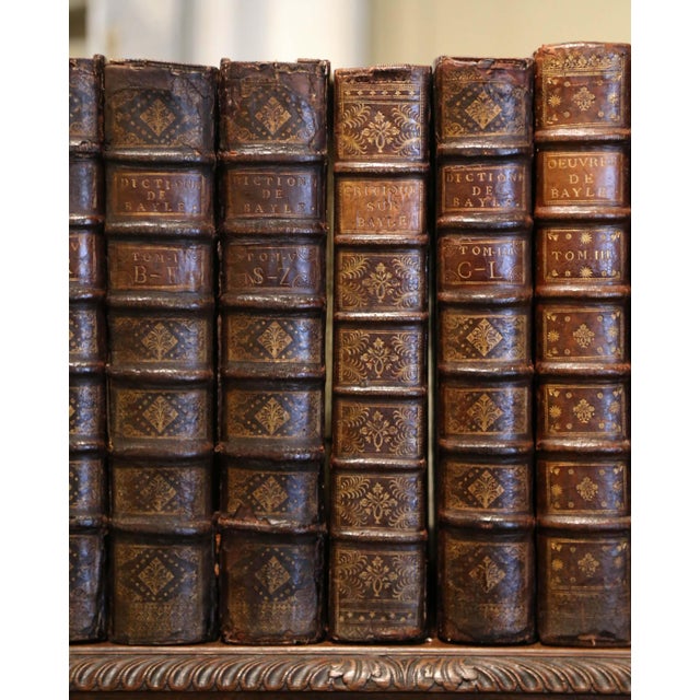 Early 18th Century French Leather Bound Books Dated 1727-1748, Set of 9 For Sale - Image 10 of 12