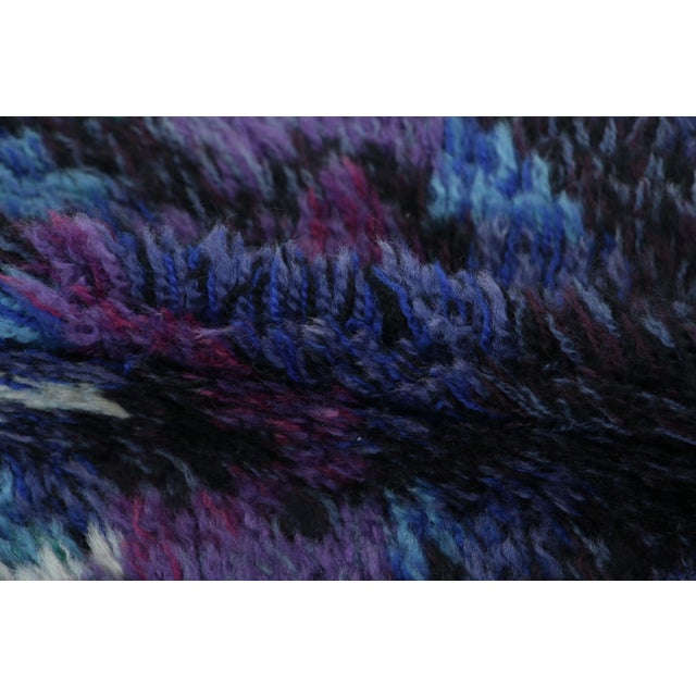1960s Vintage Swedish Rya Runner With Blue and Purple Sunburst Pattern - Rug & Kilim For Sale - Image 5 of 6