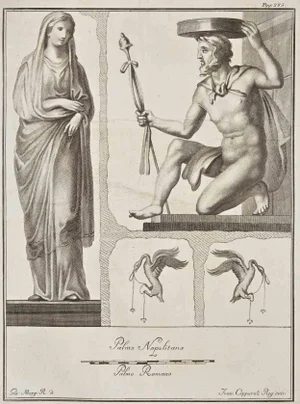 Giovanni Elia Morghen, Ancient Roman Fresco Herculaneum, Etching, 18th Century