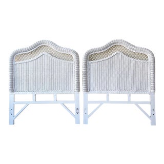 Boho Chic Twin Size Wicker Headboards - a Pair For Sale