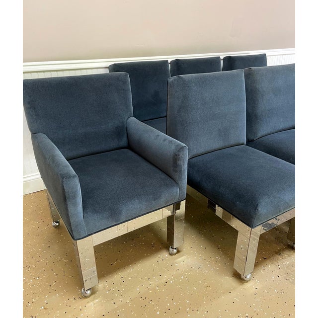 1970s Set of Eight Chrome Cityscape Dining Chairs by Paul Evans for Directional For Sale - Image 5 of 18