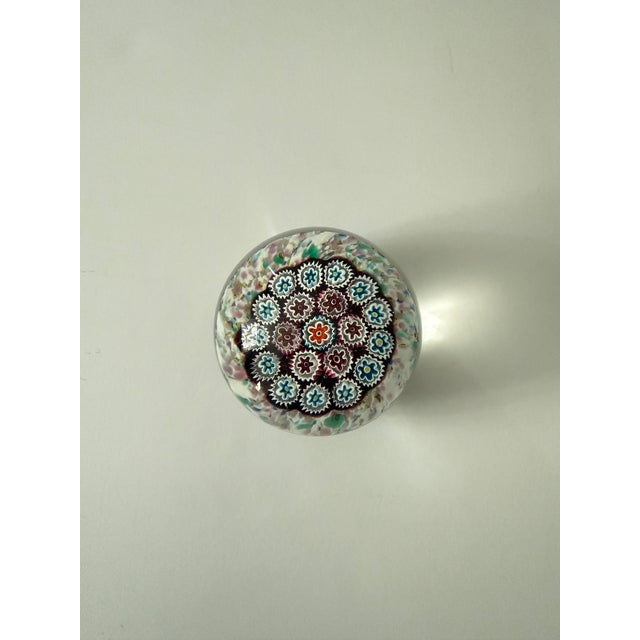 Italian Vintage Murano Millefiori Paper Weight With Confetti Base For Sale - Image 3 of 7