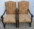 Laneventure Wood Arm Chairs Tudor Style Carved Stretcher Base Vintage Pair For Sale - Image 11 of 12
