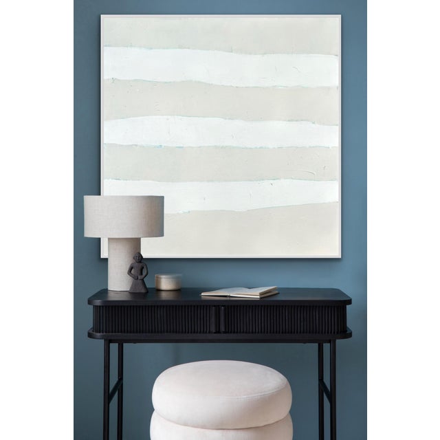 Acrylic on canvas, 48 x 48. Edges painted white, back wired (horizontally), ready to hang. Can also be displayed with...