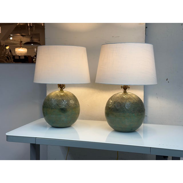 Moroccan Revival Ceramic Table Lamps, Pair For Sale - Image 10 of 12