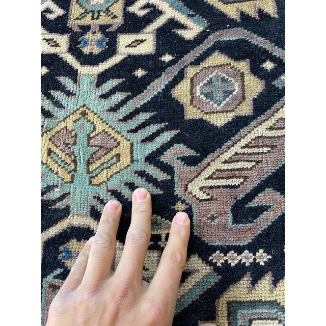 Textile Antique Caucasian Bijov Design Runner Velvety-Wool Rug 4.1 x 9.9 For Sale - Image 7 of 14