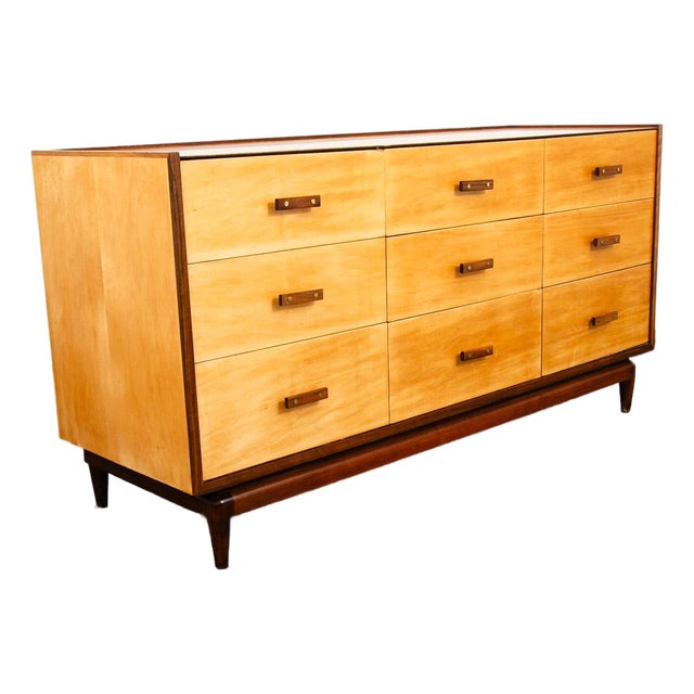 Mid Century Modern Dresser Credenza Birch Walnut Drawer Italian Blonde For Sale