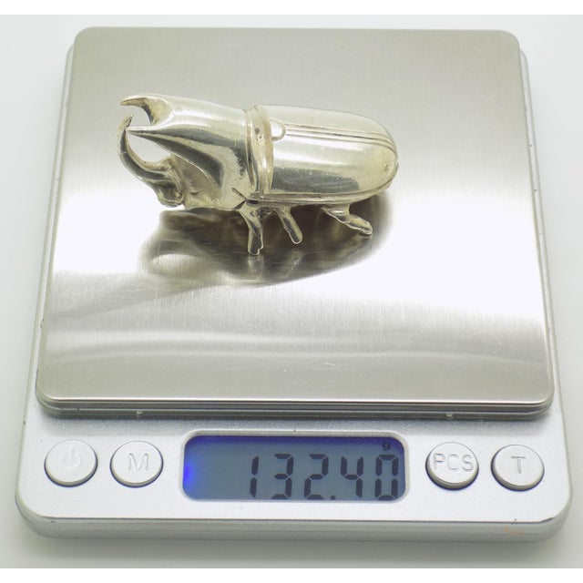 Vintage Italian Handmade Genuine Silver 1940s 1950s Rare and Heavy Hercules Beetle Figurine For Sale - Image 14 of 15