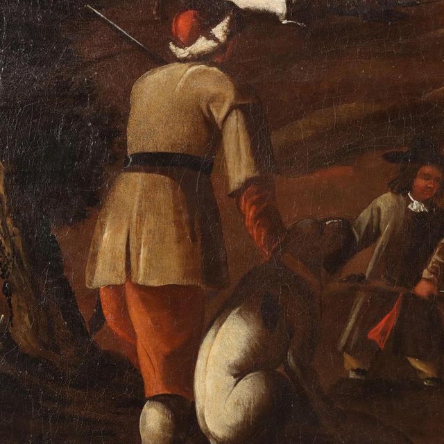 Hunting Scene, 1700s, Oil on Canvas, Framed For Sale - Image 5 of 12