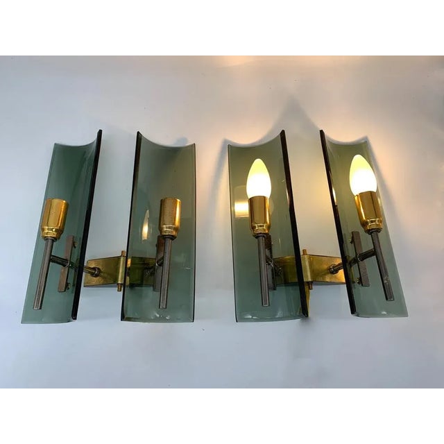 Vintage Smoked Glass Wall Lamps, Italy, 1960, Set of 2 For Sale - Image 4 of 8