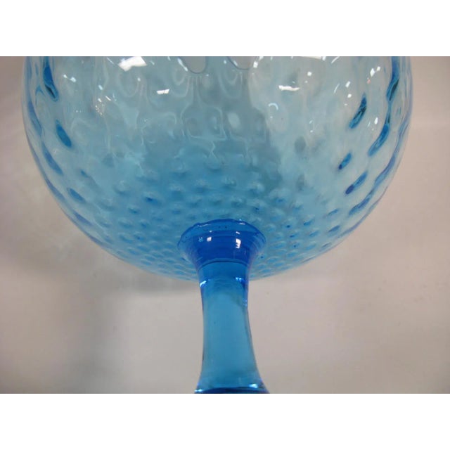 1960s Empoli Aqua Blue Optic Glass Snifter Vase For Sale - Image 9 of 13