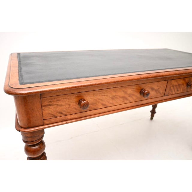 Wood Antique Victorian Satin Wood Writing Table by Maple and Co, 1840 For Sale - Image 7 of 11