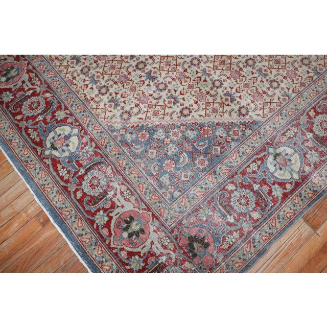 Antique Zabihi Collection Tabriz Worn Rug - 9'5" x 13'6" For Sale In New York - Image 6 of 10