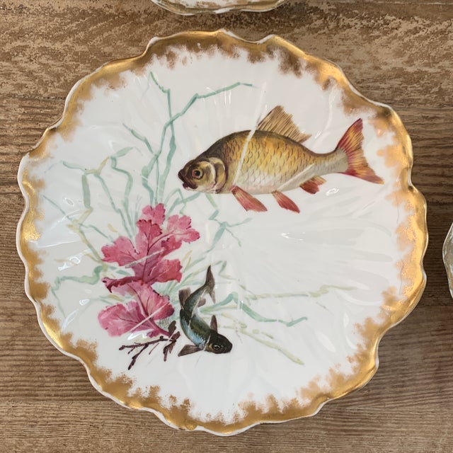 Antique Gilded Handpainted English Minton Fish Plates Chairish