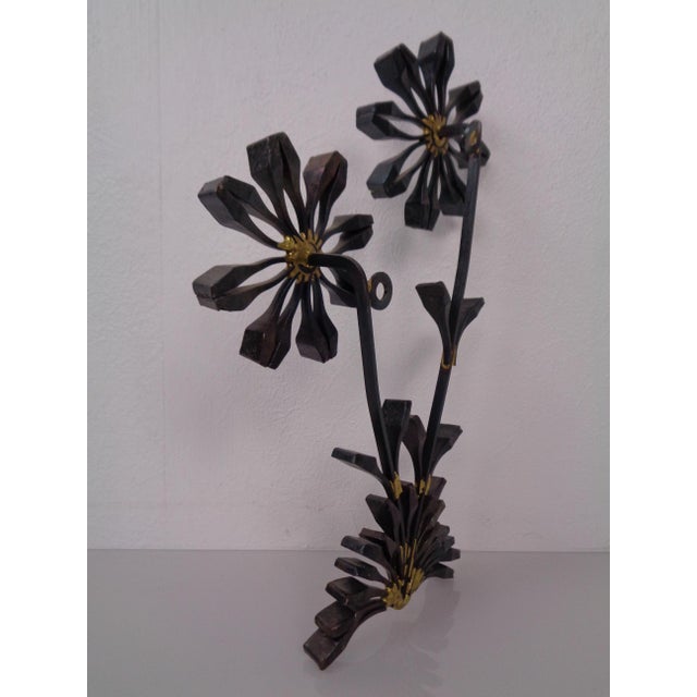 Swedish Brutalist Iron and Gold Flower Wall Sculpture, 1960s For Sale - Image 7 of 18