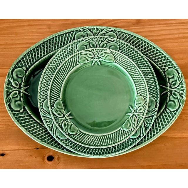 Bordallo Pinheiro 'Rabbit Green' Salad Plates | Portugal Majolica Art Pottery For Sale In Saint Louis - Image 6 of 8