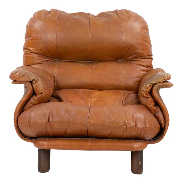 Vintage Leather Armchair for INSA, Italy, 1970s For Sale